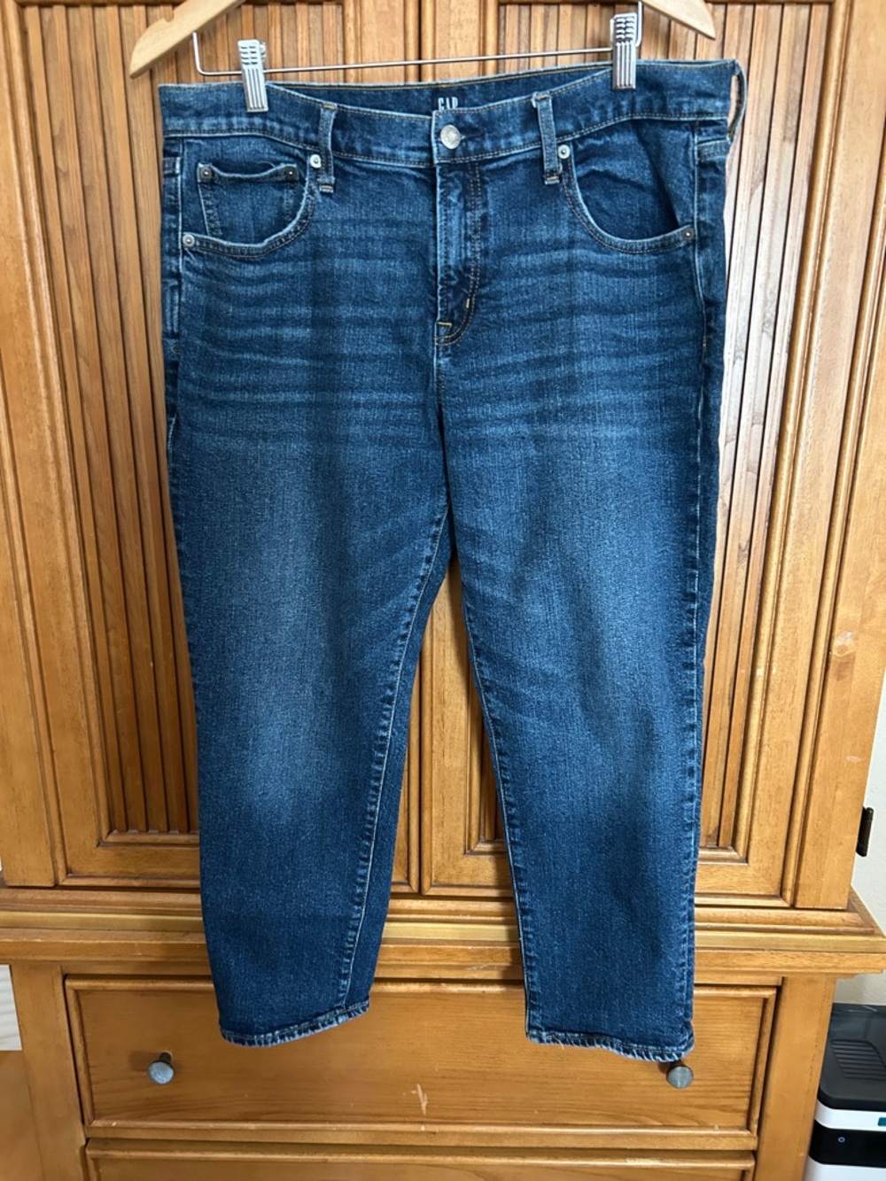 GAP Dark Indigo Relaxed Girlfriend Cropped Jeans